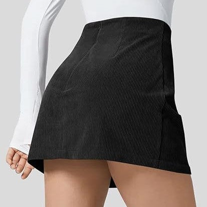 High Waisted Built-In Shorts Corduroy Skirt